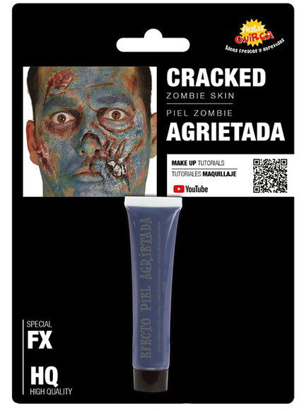 Maquillage peau de zombie bleu