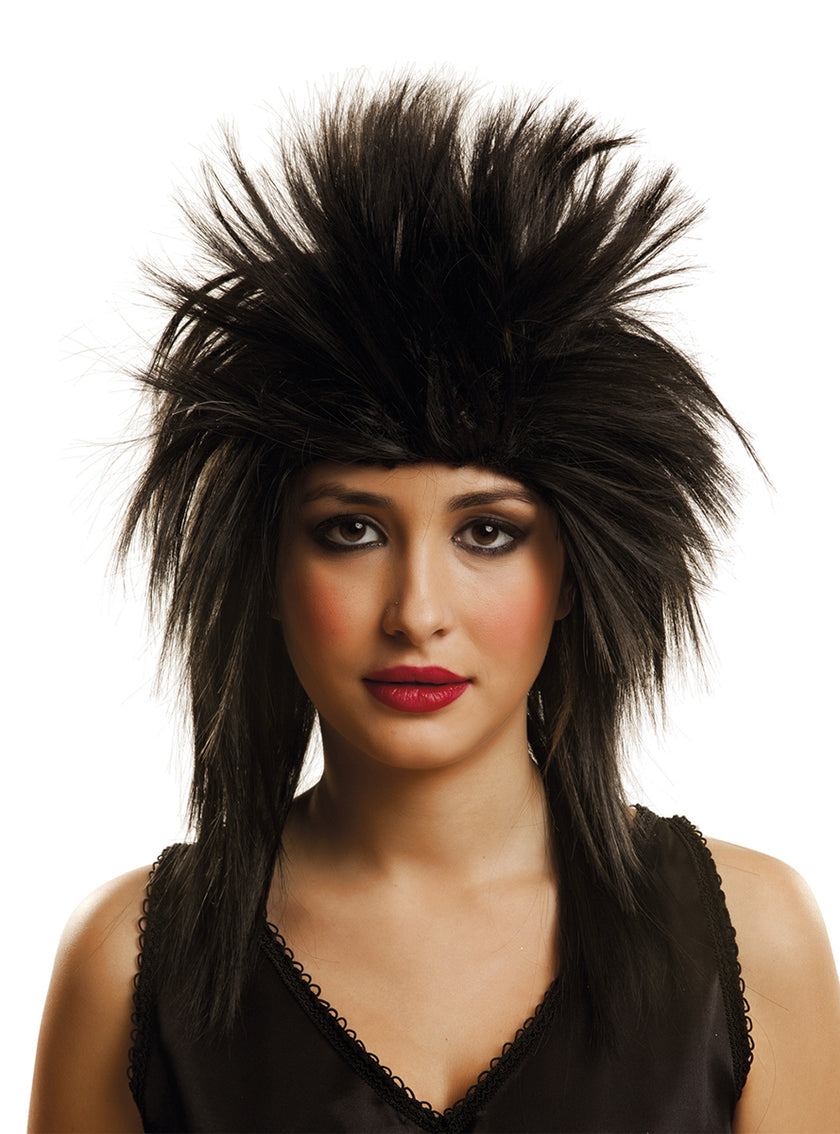 Perruque rock brune adulte