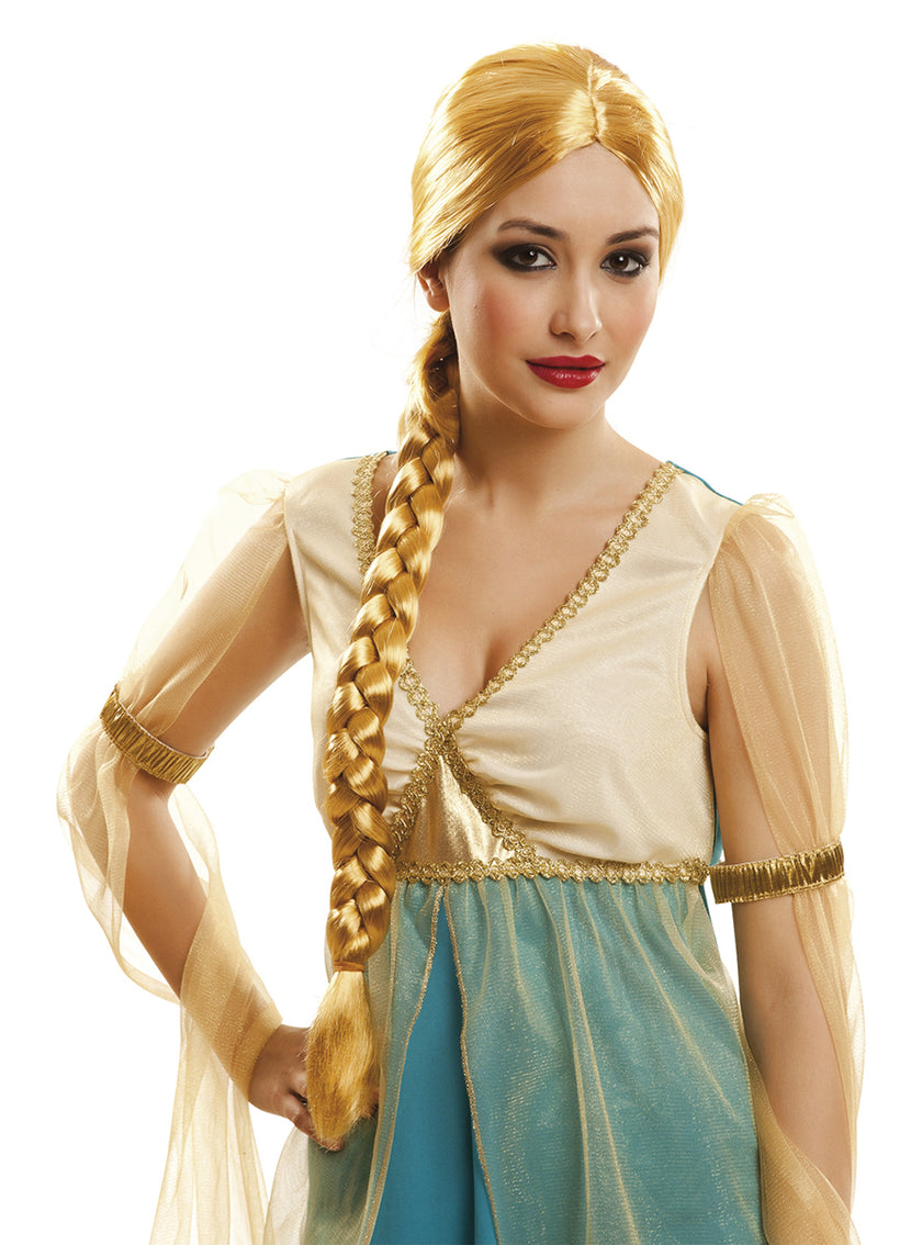 Perruque princesse blonde avec tresse femme