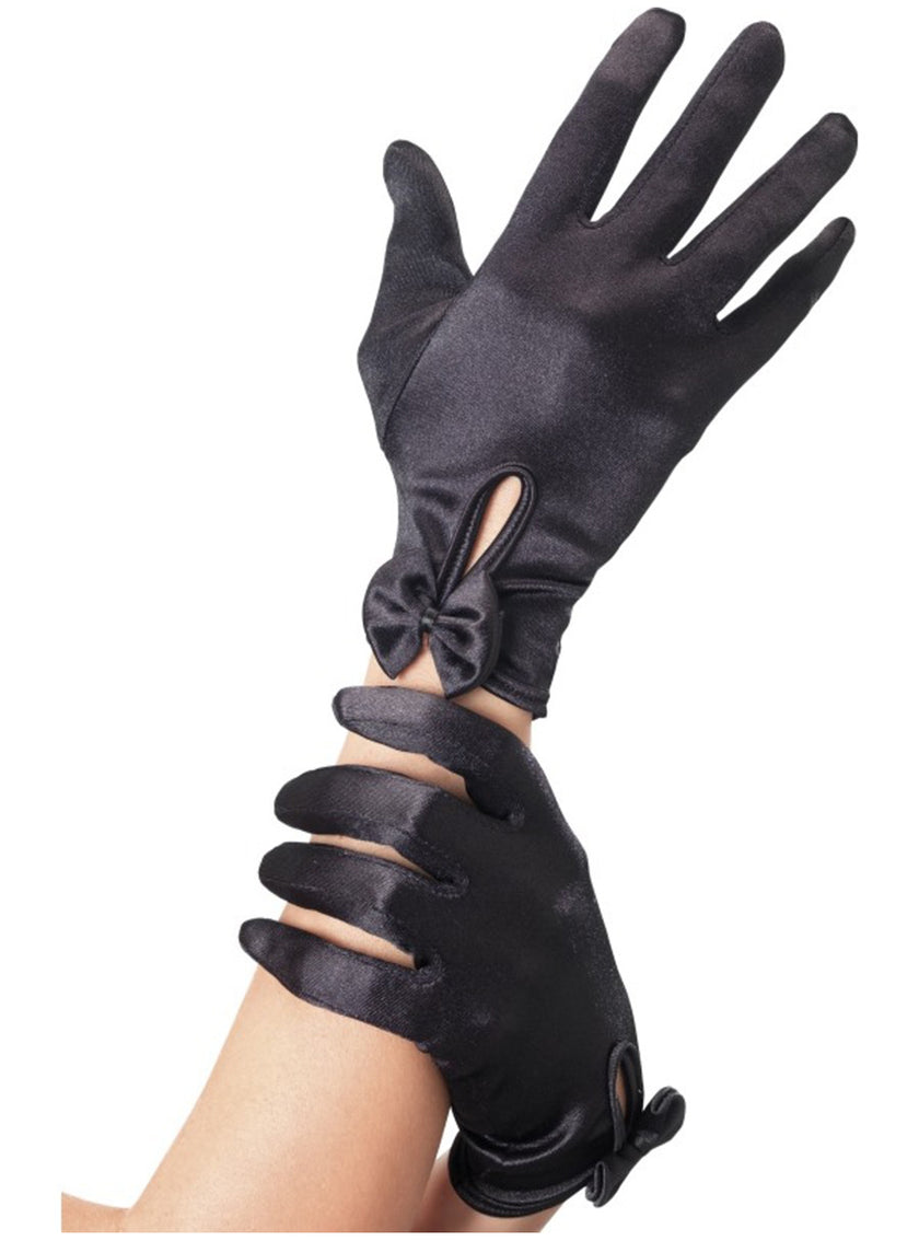 Gants noirs avec nœud femme