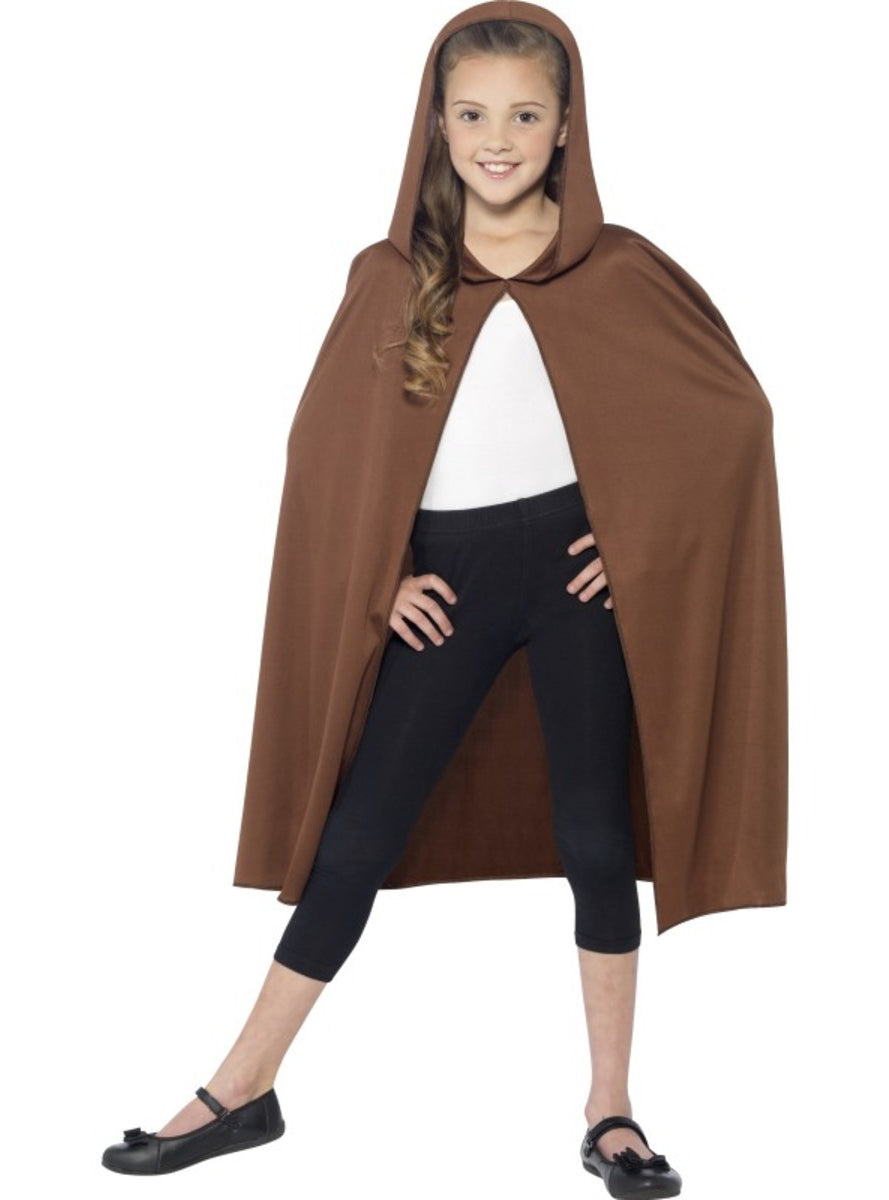 Cape marron à capuche enfant