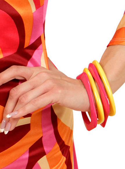 4 bracelet disco roses et jaunes femme