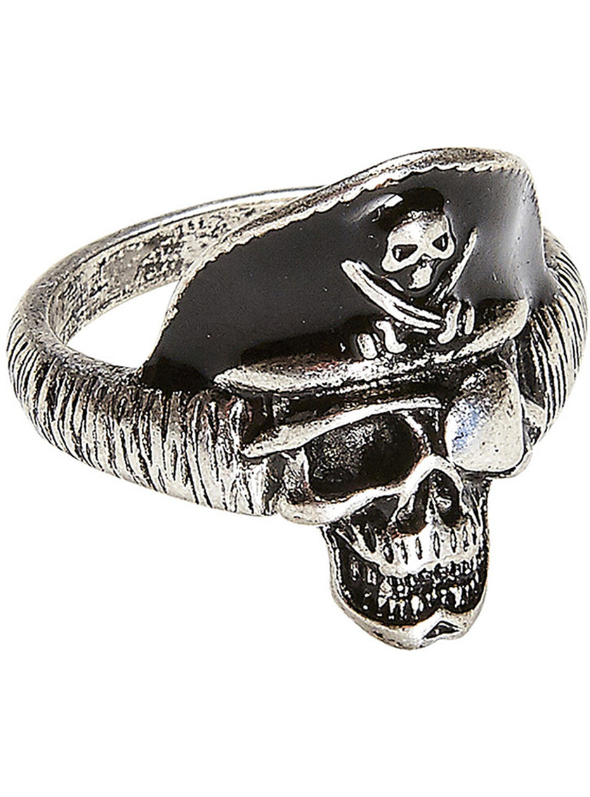 Bague tête de mort capitaine pirate adulte
