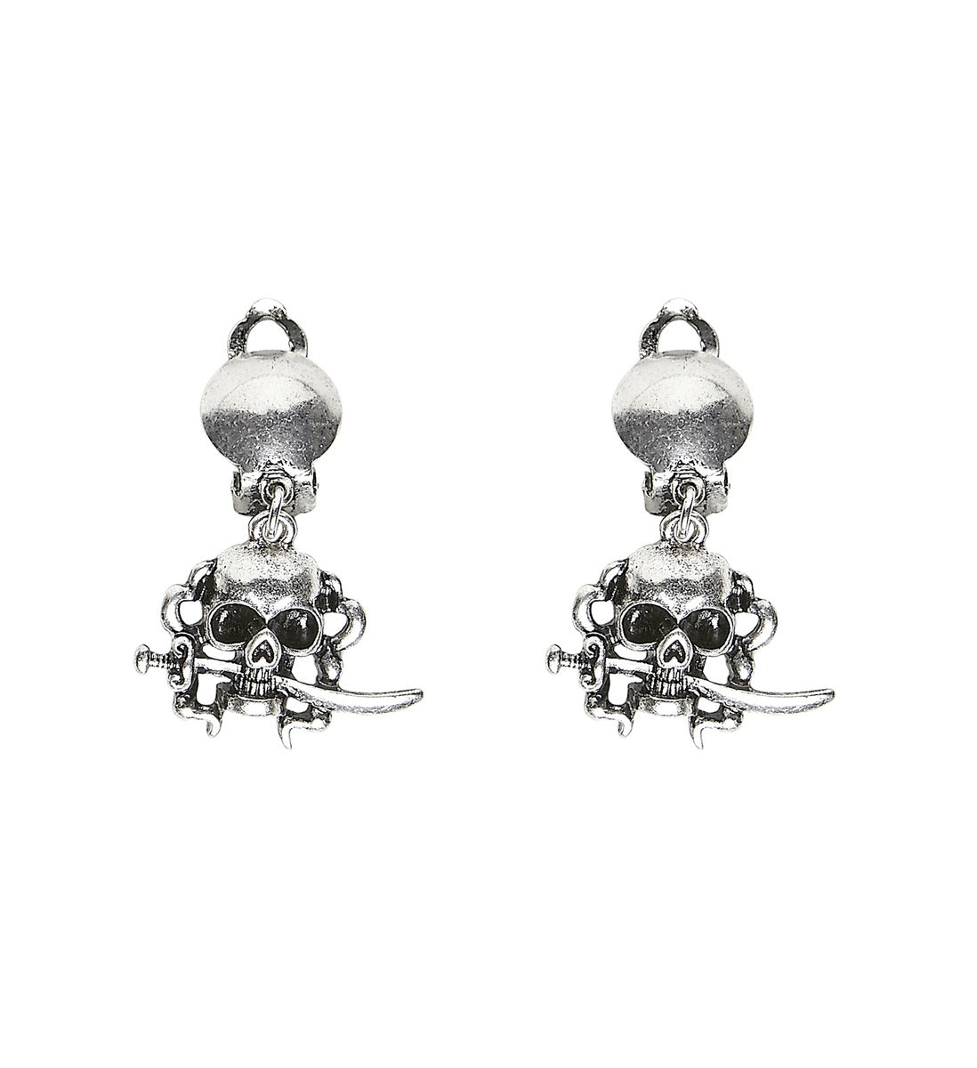 Boucles d'oreilles pirates tête de mort femme