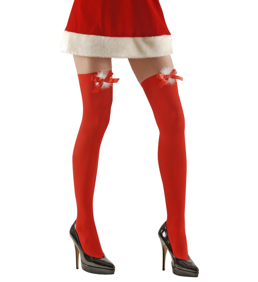 Collants Mère Noël rouges femme