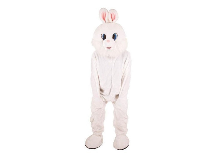 déguisement mascotte de lapin en peluche blanc adulte