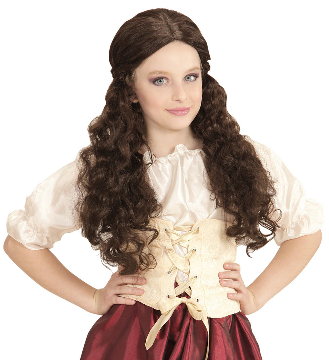 Perruque aubergiste châtain fille