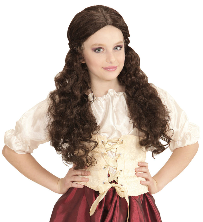 Perruque aubergiste châtain fille