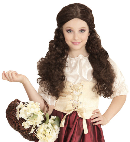 Perruque aubergiste châtain fille