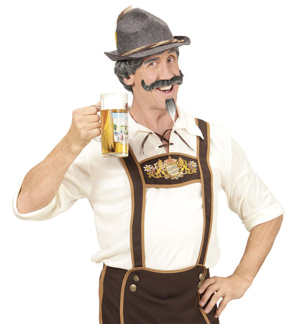 Perruque avec moustache et bouc grisonnant homme