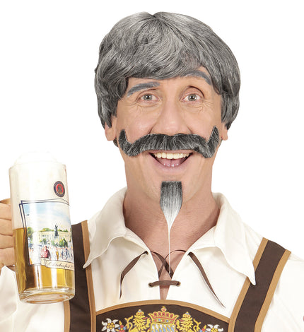 Perruque avec moustache et bouc grisonnant homme