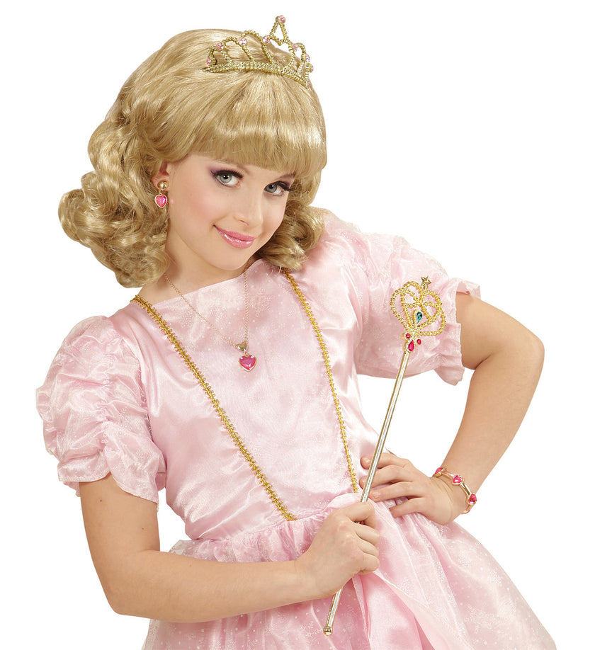 Perruque avec couronne de princesse fille
