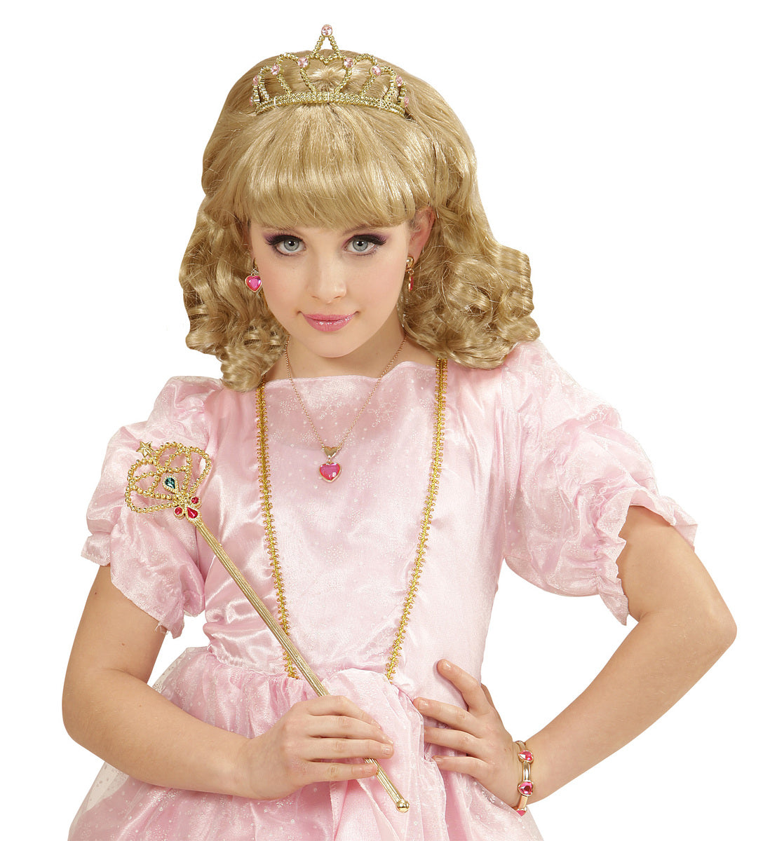 Perruque avec couronne de princesse fille