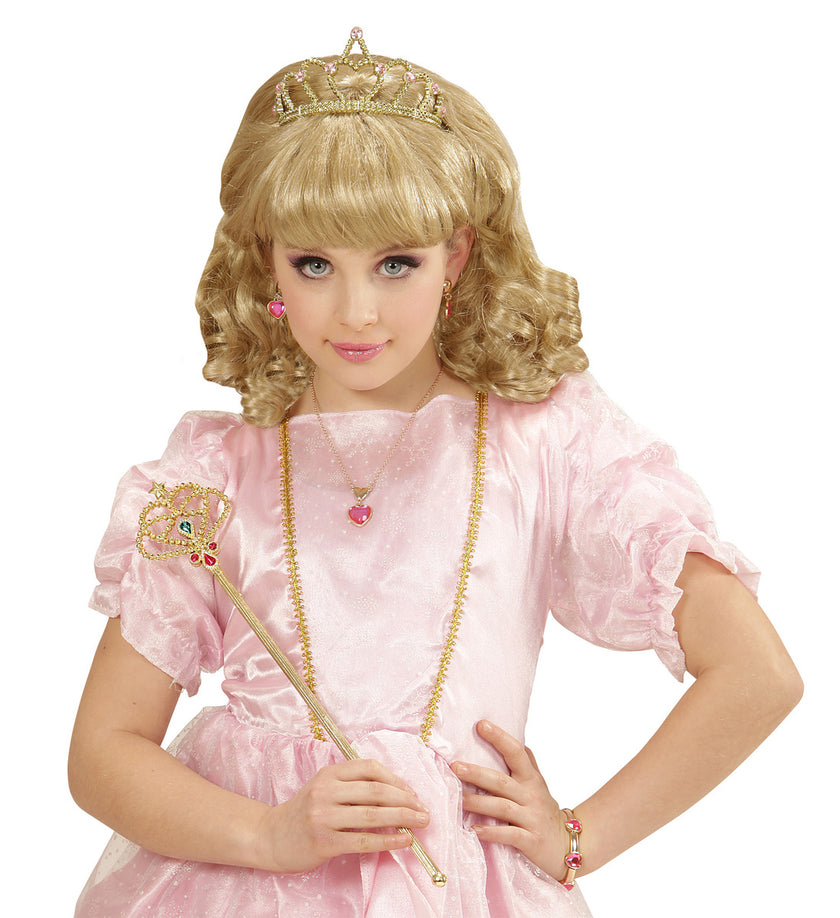 Perruque avec couronne de princesse fille