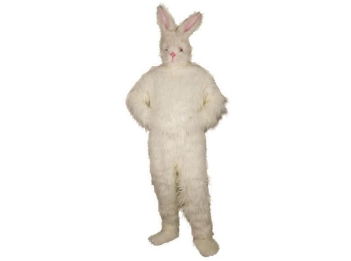 déguisement mascotte de lapin blanc poils long adulte