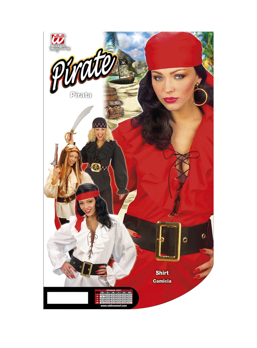 Chemise rouge de pirate femme