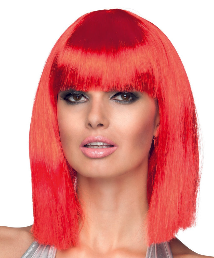Perruque dance rouge néon femme