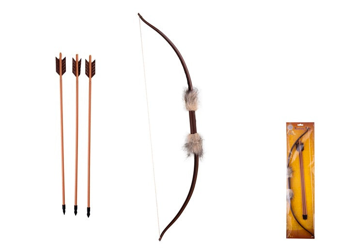 arc avec fourrure et 3 flèches 70cm