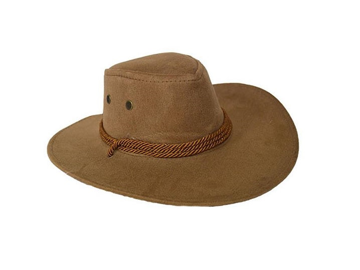 chapeau cowboy feutrine imitation daim brun adulte