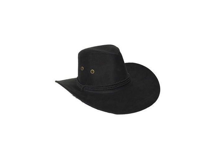 chapeau cowboy feutrine imitation daim noir adulte