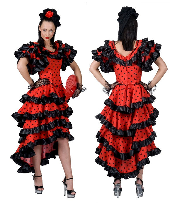 robe espagnole rouge à pois noirs taille xl