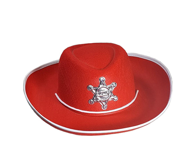 chapeau cowboy feutrine avec étoile pour enfant rouge/blanc