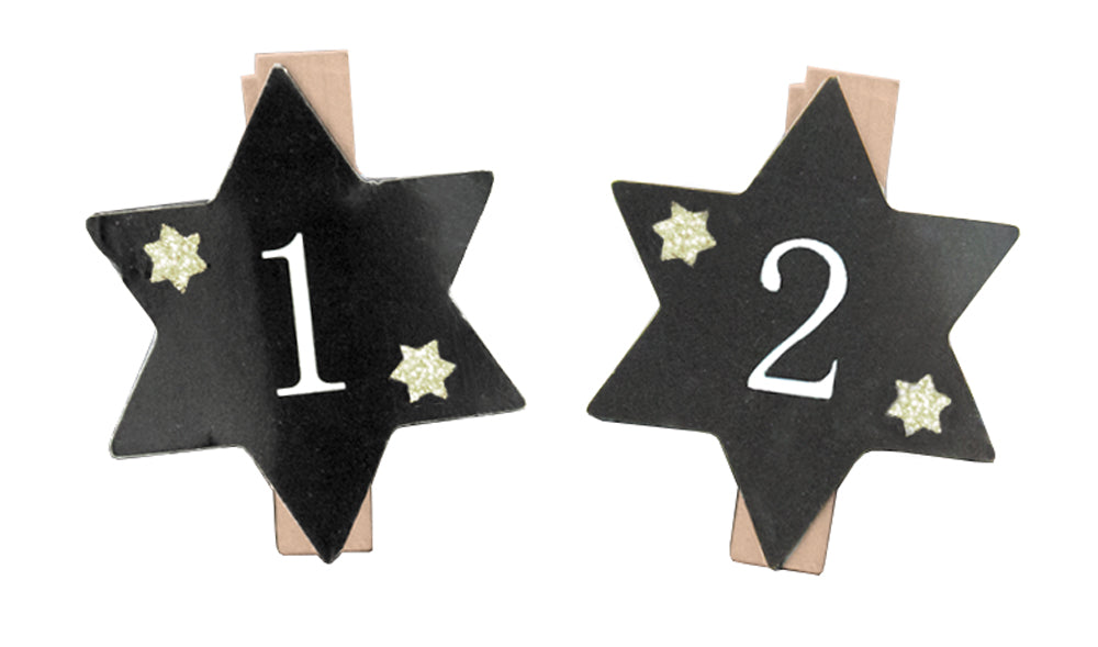 24 PINCES A LINGE DE L'AVENT ETOILES NOIRES