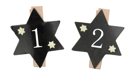 24 PINCES A LINGE DE L'AVENT ETOILES NOIRES