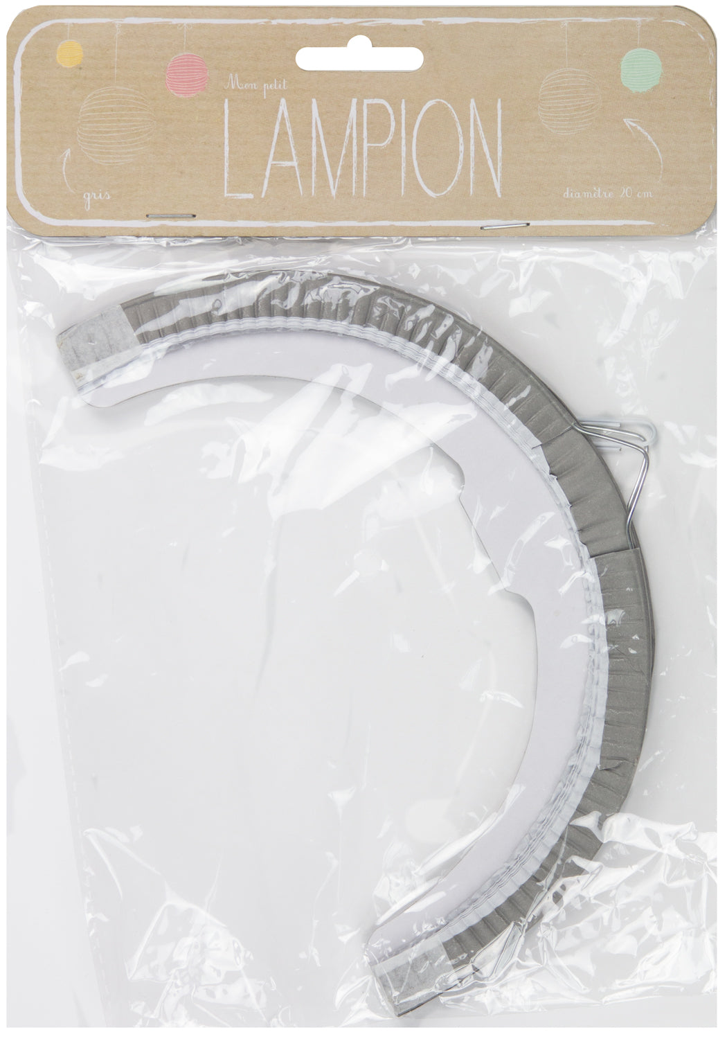 LAMPION ROND GRIS 20 CM