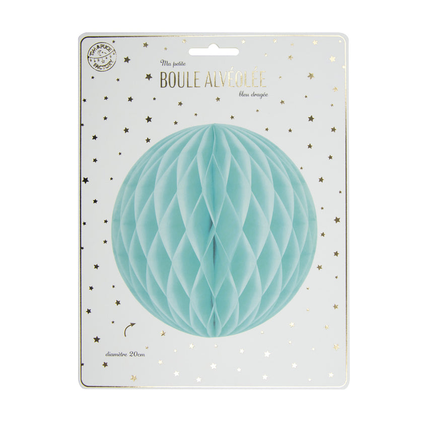 BOULE ALVÉOLÉE 20CM BLEU DRAGEE