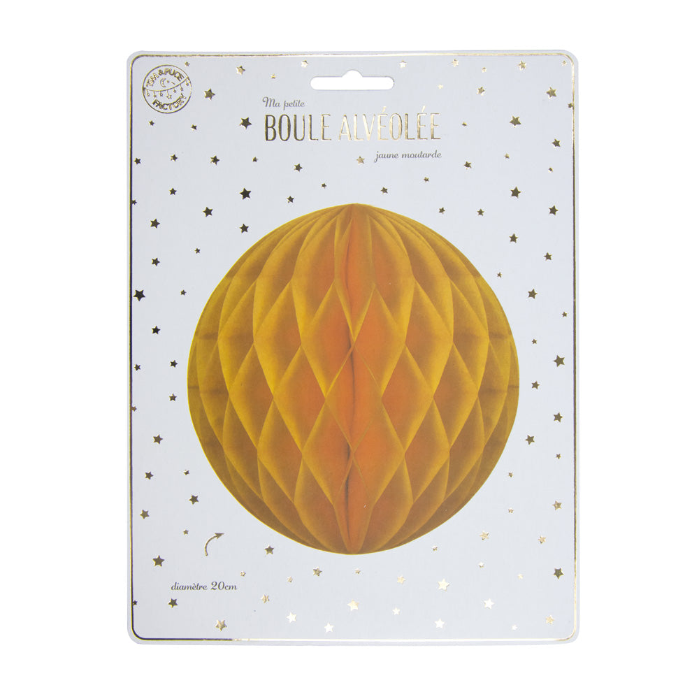 BOULE ALVÉOLÉE 20CM JAUNE MOUTARDE