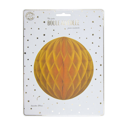 BOULE ALVÉOLÉE 20CM JAUNE MOUTARDE