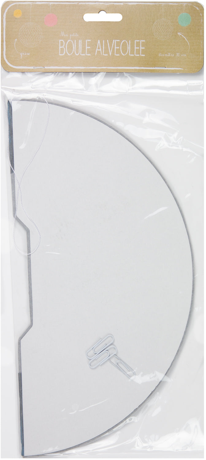 BOULE ALVÉOLÉE 20CM GRISE