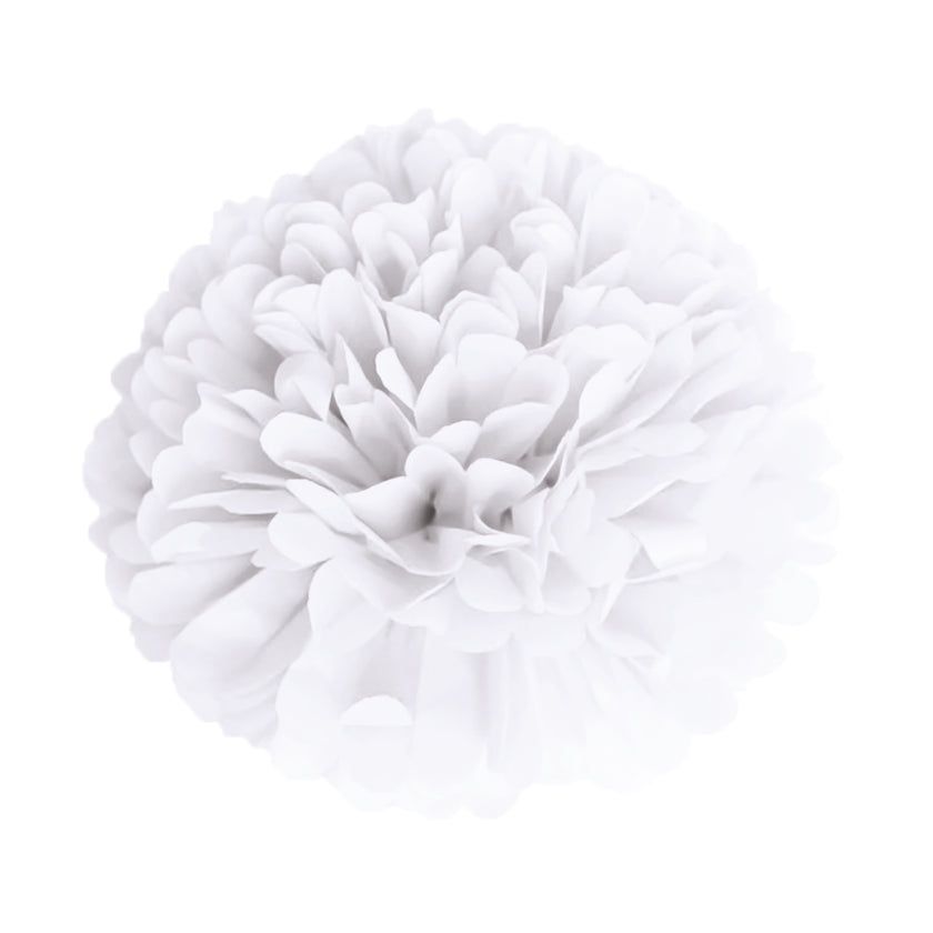 POMPON SATIN 15CM BLANC
