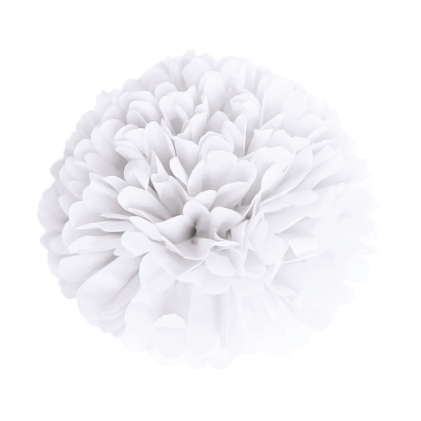 POMPON SATIN 40CM BLANC