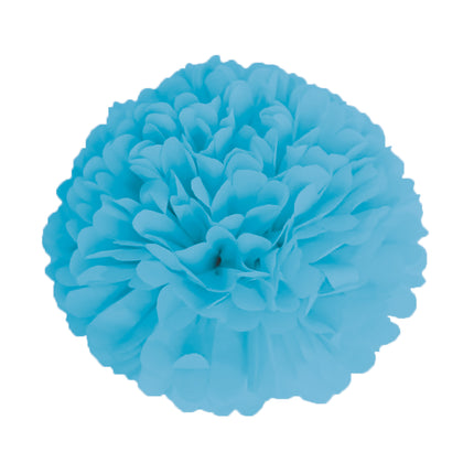 POMPON SATIN 15CM BLEU GLACIER