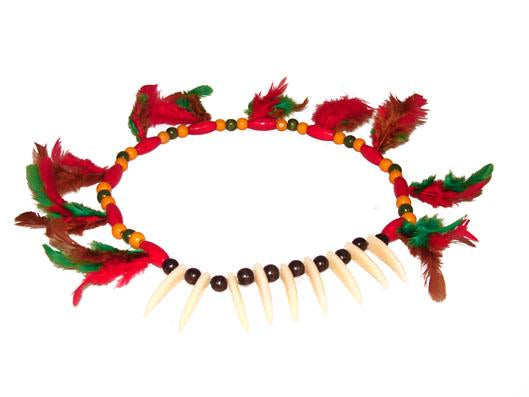 collier d''indien dents & plumes