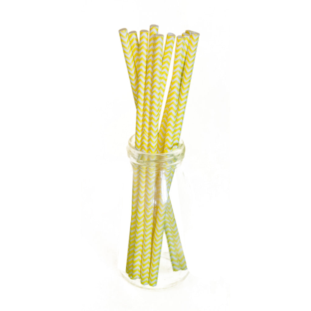 SET 10 PAILLES CHEVRONS JAUNES