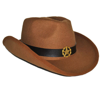 chapeau cowboy feutrine brun avec étoile