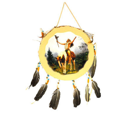 tambour indien avec plumes