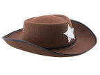 chapeau cowboy marron avec étoile et cordon enfant