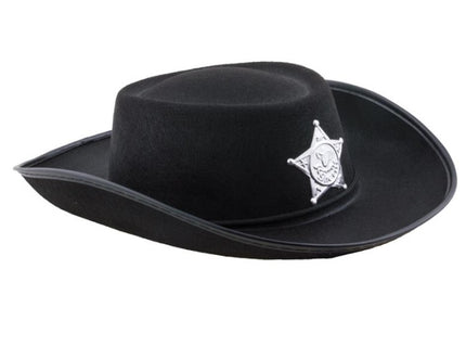 chapeau cowboy noir avec étoile et cordon enfant