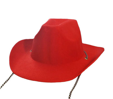 chapeau cowboy feutrine avec corde rouge