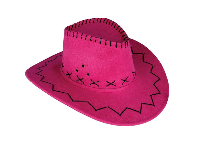chapeau cowboy imitation cuir pink fuchsia adulte