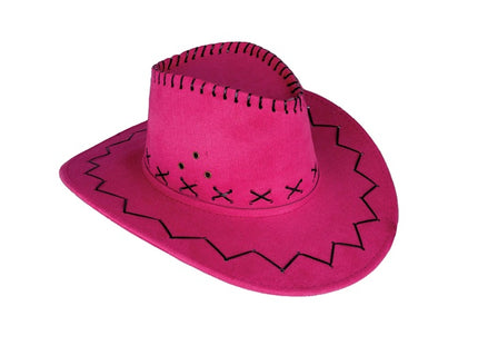 chapeau cowboy imitation cuir pink fuchsia adulte