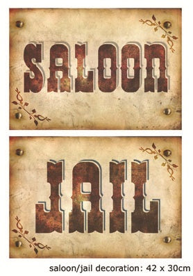 panneau saloon / jail 29x41cm