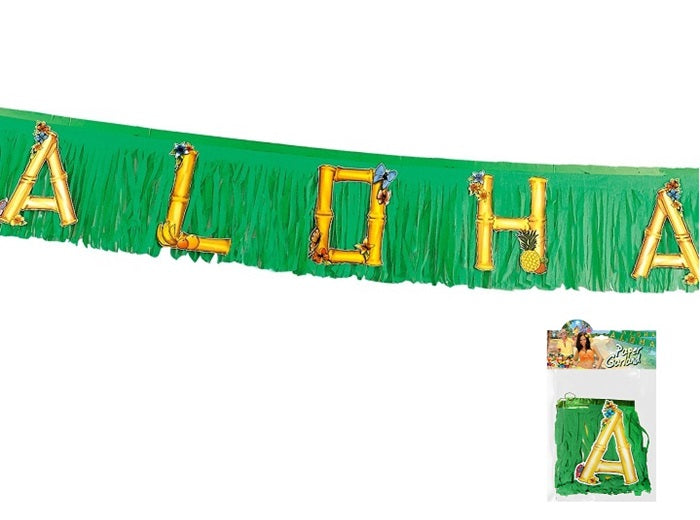 guirlande motif aloha sur fond vert 1.5m