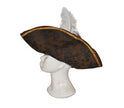 chapeau tricorne imitation cuir avec plume blanche