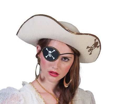 chapeau tricorne de pirate feutrine blanc