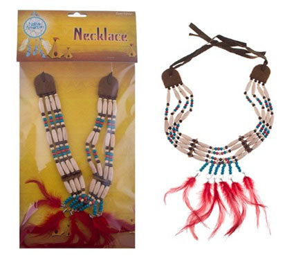 collier d''indien plumes rouge